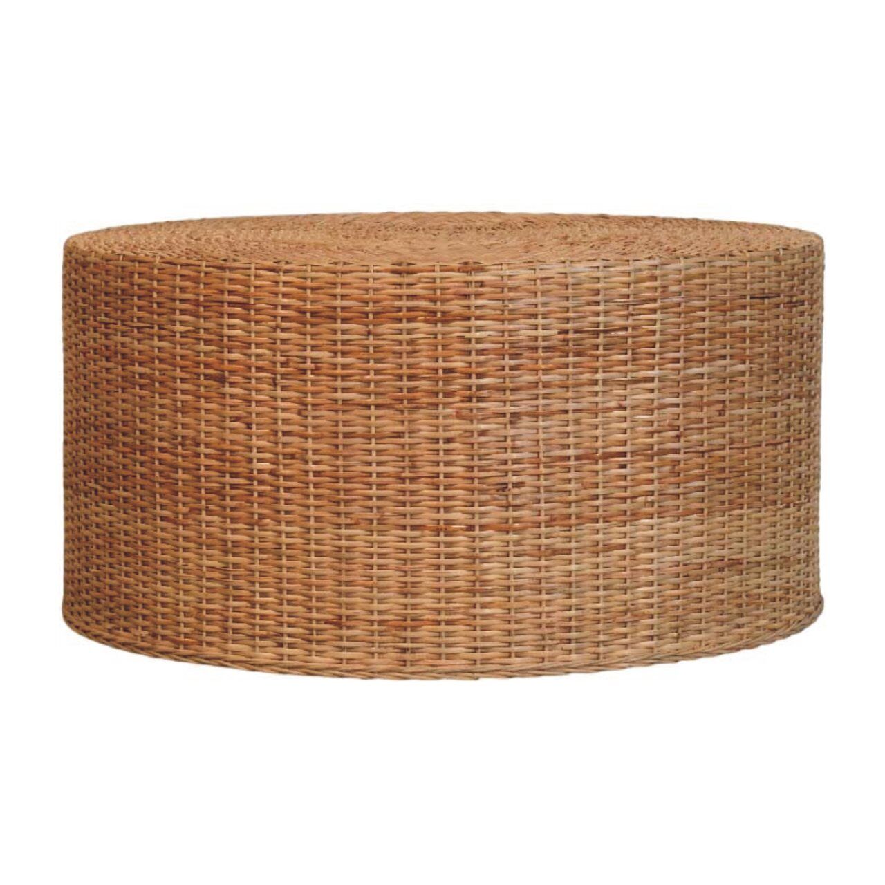 Golden Oak Woven Round Coffee Table